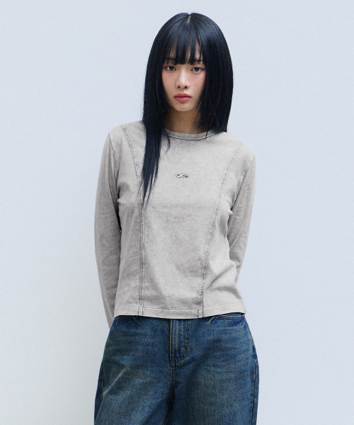 F.ILLUMINATE(フィルミネイト)の「(W) ウォッシュドパネルロングスリーブ-オフホワイト(Tシャツ/カットソー・レディース・その他・FREE)」の1枚目の写真