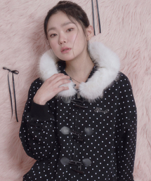 DOT DUFFEL HOOD ZIP-UP BLACK