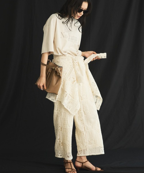 Doux archives（ドゥアルシーヴ）の「【26SS先行予約】パッチワークレースワイドパンツ（その他パンツ・レディース・ブラック/オフホワイト・FREE）」の8枚目の写真