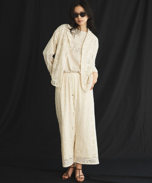 Doux archives（ドゥアルシーヴ）の「【26SS先行予約】パッチワークレースワイドパンツ（その他パンツ・レディース・ブラック/オフホワイト・FREE）」の9枚目の写真