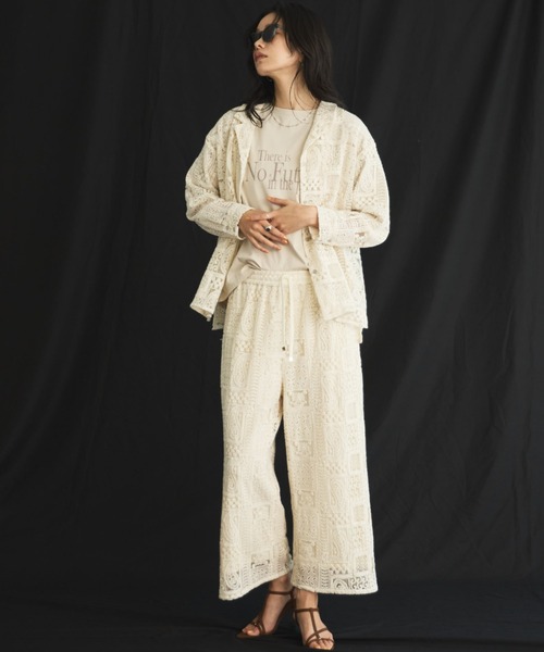 Doux archives（ドゥアルシーヴ）の「【26SS先行予約】パッチワークレースワイドパンツ（その他パンツ・レディース・ブラック/オフホワイト・FREE）」の12枚目の写真