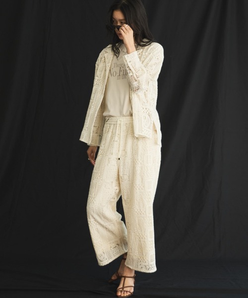 Doux archives（ドゥアルシーヴ）の「【26SS先行予約】パッチワークレースワイドパンツ（その他パンツ・レディース・ブラック/オフホワイト・FREE）」の15枚目の写真