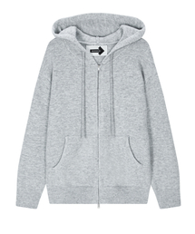 フードジップアップカーディガン グレー (gray)