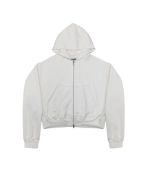 ANDEND（エンデンド）の「カッティングクロップフードジップアップ_クリーム（パーカー）」