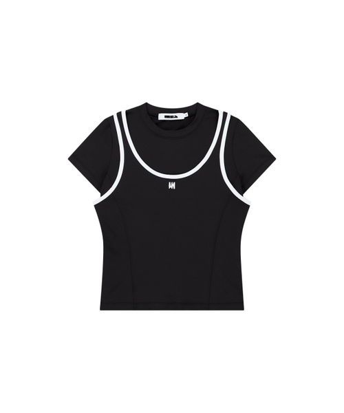 MEA（メア）の「LAYERED SLIM T-SHIRT [BLACK]（Tシャツ/カットソー・レディース・ブラック・FREE）」の2枚目の写真