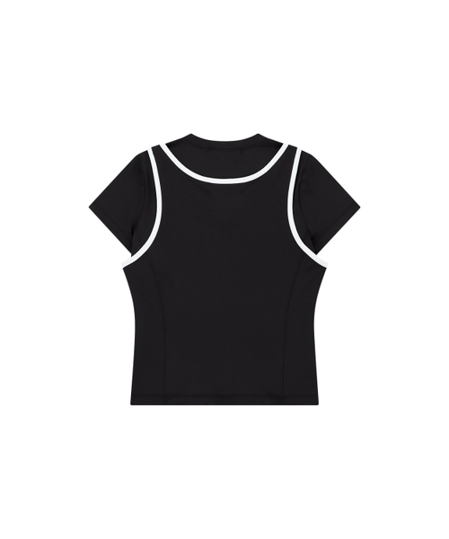 MEA（メア）の「LAYERED SLIM T-SHIRT [BLACK]（Tシャツ/カットソー・レディース・ブラック・FREE）」の3枚目の写真