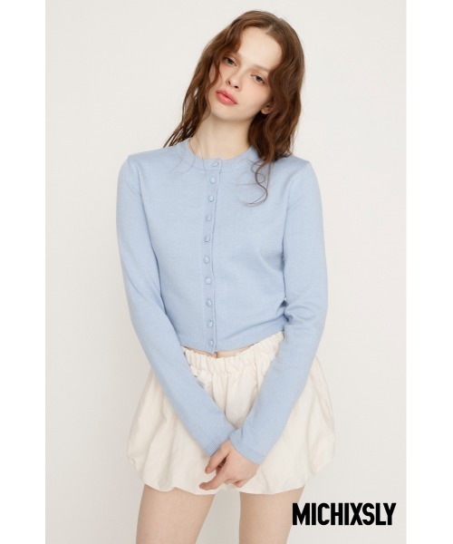 SLY（スライ）の「MICHIXSLY BUTTON CD ミチスライボタンカーディガン 冬服 春服（カーディガン/ボレロ・レディース・杢グレー/ブラック/ライトブルー・FREE）」の3枚目の写真