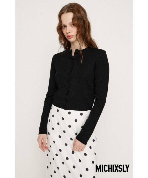 SLY（スライ）の「MICHIXSLY BUTTON CD ミチスライボタンカーディガン 冬服 春服（カーディガン/ボレロ・レディース・杢グレー/ブラック/ライトブルー・FREE）」の2枚目の写真