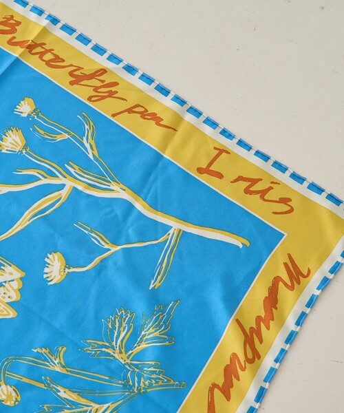 manipuri(マニプリ)の「【manipuri/マニプリ】フローラ大判シルクスカーフ 88×88 日本製(バンダナ/スカーフ・レディース・ブルー/オレンジ・フリー)」の10枚目の写真