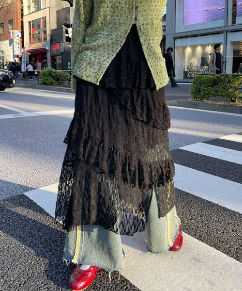 CIAOPANIC（チャオパニック）の「レースイレヘムIラインロングスカート（スカート・レディース・アイボリー/ブラック/ホワイト・ONE SIZE）」の3枚目の写真