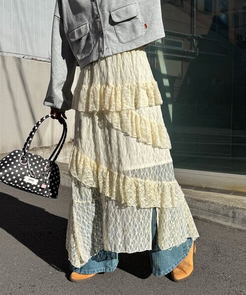 CIAOPANIC（チャオパニック）の「レースイレヘムIラインロングスカート（スカート・レディース・アイボリー/ブラック/ホワイト・ONE SIZE）」の17枚目の写真