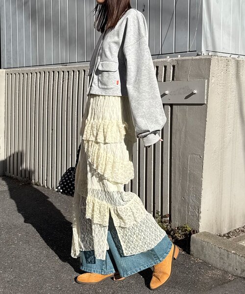 CIAOPANIC（チャオパニック）の「レースイレヘムIラインロングスカート（スカート・レディース・アイボリー/ブラック/ホワイト・ONE SIZE）」の7枚目の写真