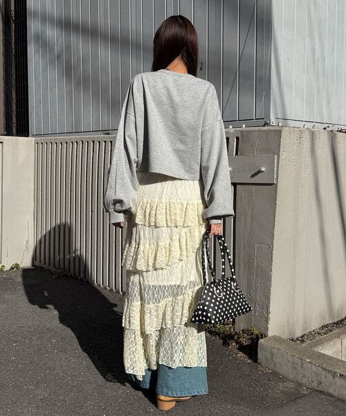 CIAOPANIC（チャオパニック）の「レースイレヘムIラインロングスカート（スカート・レディース・アイボリー/ブラック/ホワイト・ONE SIZE）」の9枚目の写真