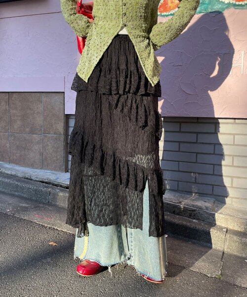 CIAOPANIC（チャオパニック）の「レースイレヘムIラインロングスカート（スカート・レディース・アイボリー/ブラック/ホワイト・ONE SIZE）」の11枚目の写真