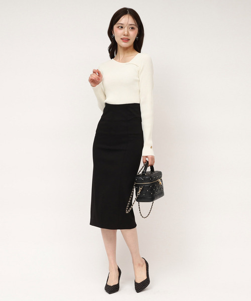 ROYAL PARTY(ロイヤルパーティー)の「ガムストレッチタイトスカート’26s(スカート・レディース・ブラック/ベージュ・MEDIUM/SMALL)」の3枚目の写真