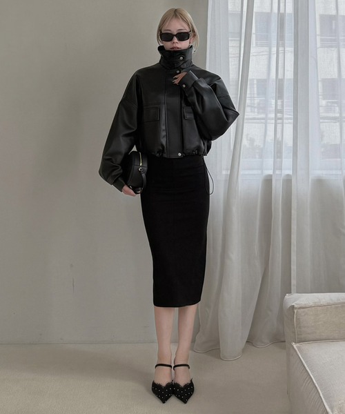 ROYAL PARTY(ロイヤルパーティー)の「ガムストレッチタイトスカート’26s(スカート・レディース・ブラック/ベージュ・MEDIUM/SMALL)」の2枚目の写真