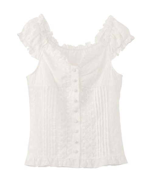 CHAN ME（チャンミ）の「2wayアイレットレースブラウス（シャツ/ブラウス・レディース・ホワイト/ブラック・X-LARGE/LARGE/MEDIUM）」の10枚目の写真