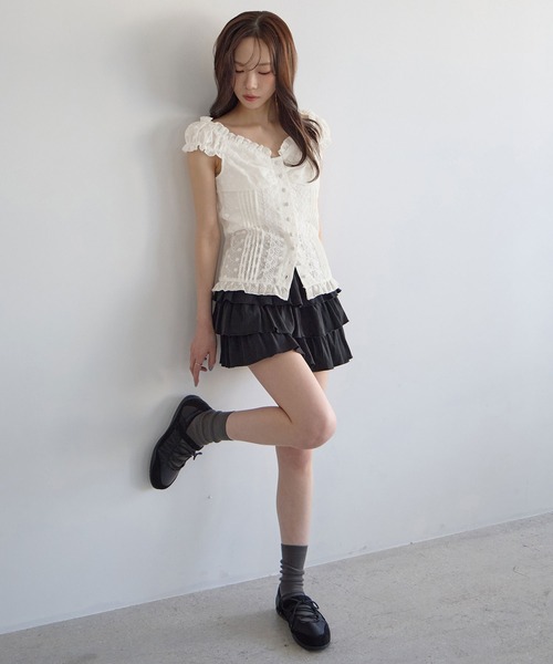 CHAN ME（チャンミ）の「2wayアイレットレースブラウス（シャツ/ブラウス・レディース・ホワイト/ブラック・X-LARGE/LARGE/MEDIUM）」の19枚目の写真