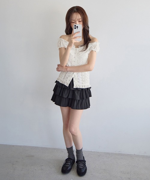 CHAN ME（チャンミ）の「2wayアイレットレースブラウス（シャツ/ブラウス・レディース・ホワイト/ブラック・X-LARGE/LARGE/MEDIUM）」の13枚目の写真