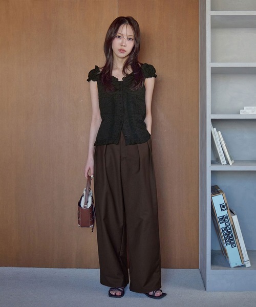 CHAN ME（チャンミ）の「2wayアイレットレースブラウス（シャツ/ブラウス・レディース・ホワイト/ブラック・X-LARGE/LARGE/MEDIUM）」の6枚目の写真