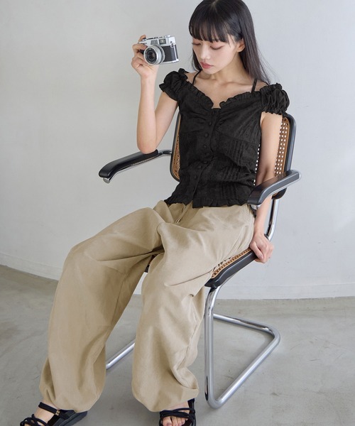 CHAN ME（チャンミ）の「2wayアイレットレースブラウス（シャツ/ブラウス・レディース・ホワイト/ブラック・X-LARGE/LARGE/MEDIUM）」の7枚目の写真