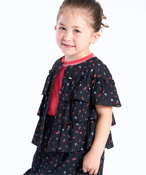 Seraph(セラフ)の「羽織にもなる前あきフリルブラウス_ジュニア対応(シャツ/ブラウス・キッズ・オフホワイト/アイボリー/ブラック・140/130/120/110/100/90/80)」の3枚目の写真