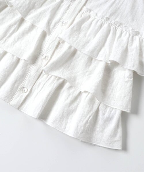 Seraph(セラフ)の「羽織にもなる前あきフリルブラウス_ジュニア対応(シャツ/ブラウス・キッズ・オフホワイト/アイボリー/ブラック・140/130/120/110/100/90/80)」の12枚目の写真