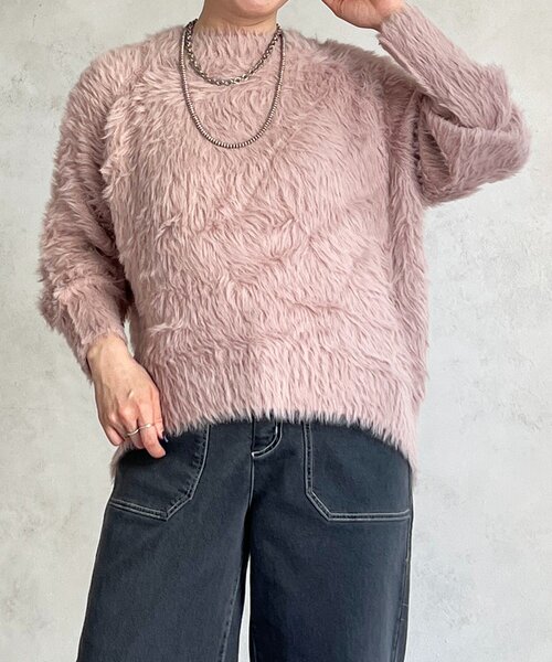 un dix cors（アンディコール）の「裾カーブシャギープルオーバー（ニット/セーター・レディース・ライム/ピンク/チャコールグレー・FREE）」の2枚目の写真