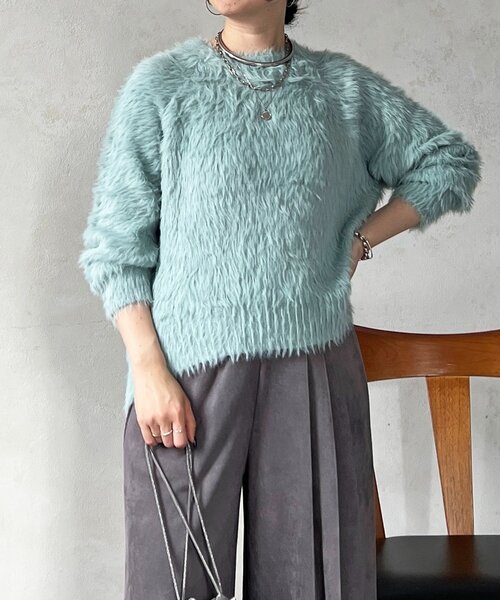 un dix cors（アンディコール）の「裾カーブシャギープルオーバー（ニット/セーター・レディース・ライム/ピンク/チャコールグレー・FREE）」の3枚目の写真