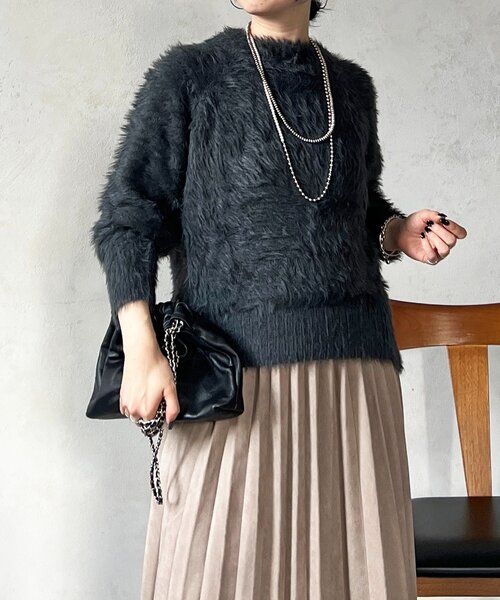 un dix cors（アンディコール）の「裾カーブシャギープルオーバー（ニット/セーター・レディース・ライム/ピンク/チャコールグレー・FREE）」の5枚目の写真