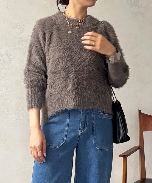 un dix cors（アンディコール）の「裾カーブシャギープルオーバー（ニット/セーター・レディース・ライム/ピンク/チャコールグレー・FREE）」の8枚目の写真