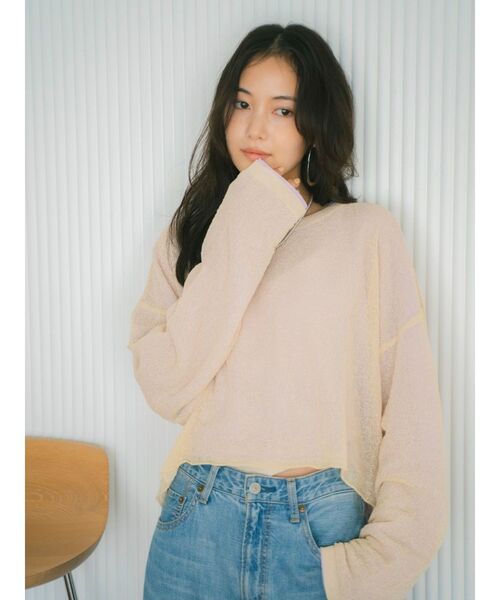 Ungrid（アングリッド）の「シアーショートニット（ニット/セーター・レディース・オフホワイト/パープル/イエロー/オレンジ・FREE）」の6枚目の写真