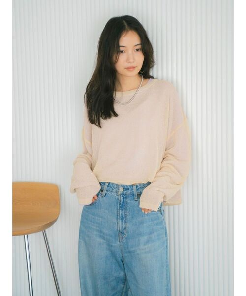 Ungrid（アングリッド）の「シアーショートニット（ニット/セーター・レディース・オフホワイト/パープル/イエロー/オレンジ・FREE）」の7枚目の写真