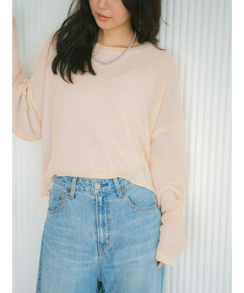 Ungrid（アングリッド）の「シアーショートニット（ニット/セーター・レディース・オフホワイト/パープル/イエロー/オレンジ・FREE）」の8枚目の写真