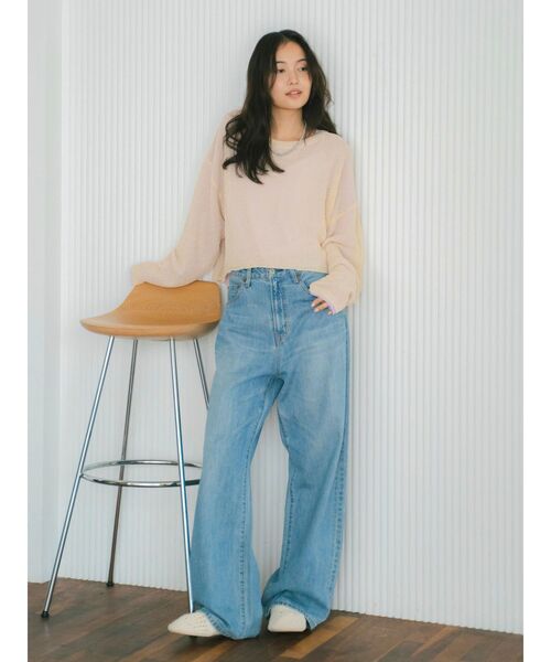 Ungrid（アングリッド）の「シアーショートニット（ニット/セーター・レディース・オフホワイト/パープル/イエロー/オレンジ・FREE）」の9枚目の写真