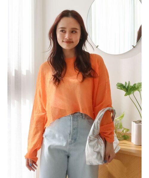 Ungrid（アングリッド）の「シアーショートニット（ニット/セーター・レディース・オフホワイト/パープル/イエロー/オレンジ・FREE）」の15枚目の写真