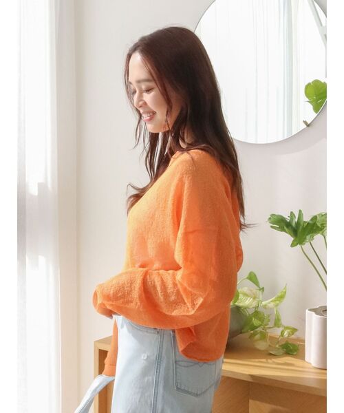 Ungrid（アングリッド）の「シアーショートニット（ニット/セーター・レディース・オフホワイト/パープル/イエロー/オレンジ・FREE）」の16枚目の写真