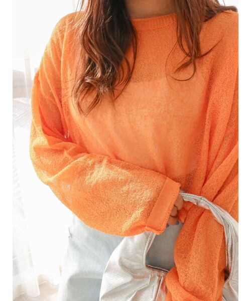 Ungrid（アングリッド）の「シアーショートニット（ニット/セーター・レディース・オフホワイト/パープル/イエロー/オレンジ・FREE）」の18枚目の写真