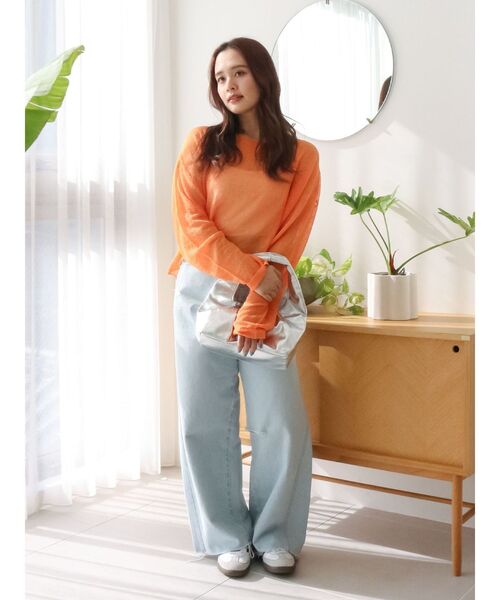 Ungrid（アングリッド）の「シアーショートニット（ニット/セーター・レディース・オフホワイト/パープル/イエロー/オレンジ・FREE）」の19枚目の写真