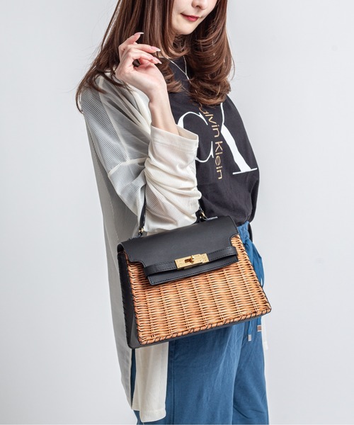 The Bagmati(ザバグマティ)の「【The Bagmati/ザバグマティ】かごバッグ ショルダーバッグ(かごバッグ・レディース・ベージュ×ブラック・FREE)」の12枚目の写真