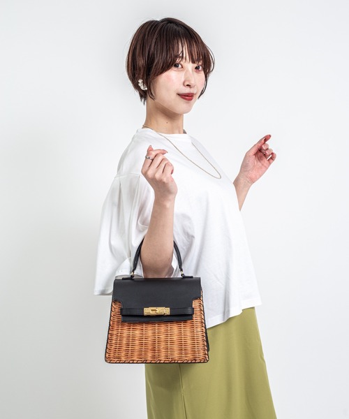 The Bagmati(ザバグマティ)の「【The Bagmati/ザバグマティ】かごバッグ ショルダーバッグ(かごバッグ・レディース・ベージュ×ブラック・FREE)」の6枚目の写真