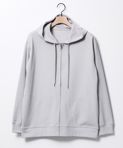 ABAHOUSE GRAY（アバハウスグレイ）の「ヘリンボーン ジャガード ジップパーカー（パーカー・メンズ・グレイッシュブルー/ホワイト/グレイッシュベージュ/ブラック・48/46）」の3枚目の写真