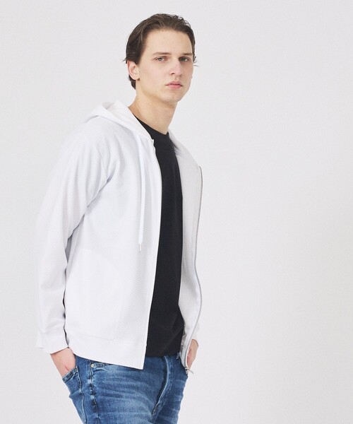 ABAHOUSE GRAY（アバハウスグレイ）の「ヘリンボーン ジャガード ジップパーカー（パーカー・メンズ・グレイッシュブルー/ホワイト/グレイッシュベージュ/ブラック・48/46）」の19枚目の写真