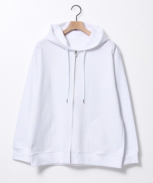 ABAHOUSE GRAY（アバハウスグレイ）の「ヘリンボーン ジャガード ジップパーカー（パーカー・メンズ・グレイッシュブルー/ホワイト/グレイッシュベージュ/ブラック・48/46）」の22枚目の写真