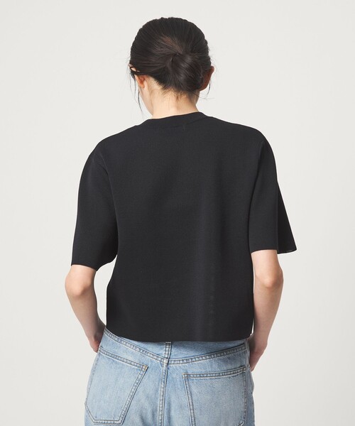 EMMEL REFINES（エメルリファインズ）の「＜EMMEL REFINES＞EM HW フラワーモチーフ ショートスリーブ ニット（ニット/セーター・レディース・ホワイト/ブラック・FREE）」の6枚目の写真