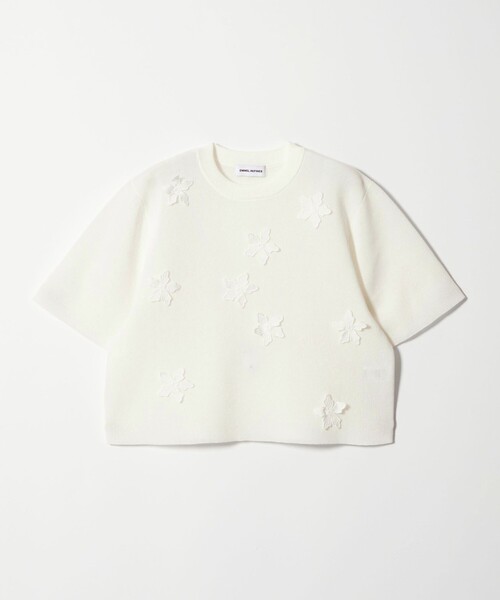 EMMEL REFINES（エメルリファインズ）の「＜EMMEL REFINES＞EM HW フラワーモチーフ ショートスリーブ ニット（ニット/セーター・レディース・ホワイト/ブラック・FREE）」の12枚目の写真