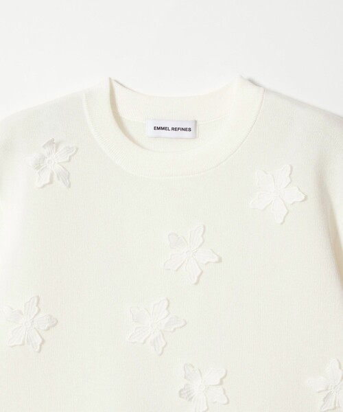 EMMEL REFINES（エメルリファインズ）の「＜EMMEL REFINES＞EM HW フラワーモチーフ ショートスリーブ ニット（ニット/セーター・レディース・ホワイト/ブラック・FREE）」の14枚目の写真