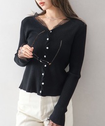 SpRay（スプレイ）の「ドットチュールリブカーディガン（カーディガン/ボレロ）」