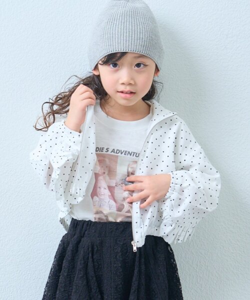 CIAOPANIC TYPY（チャオパニックティピー）の「【KIDS】【WEB限定】シアードットフリルマンパ《ジュニアさいずあり》（ブルゾン・キッズ・ホワイト/サックスブルー・150/130/110）」の2枚目の写真