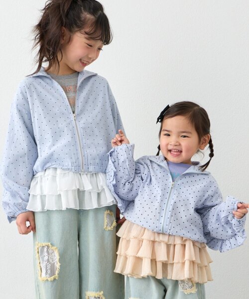 CIAOPANIC TYPY（チャオパニックティピー）の「【KIDS】【WEB限定】シアードットフリルマンパ《ジュニアさいずあり》（ブルゾン・キッズ・ホワイト/サックスブルー・150/130/110）」の3枚目の写真